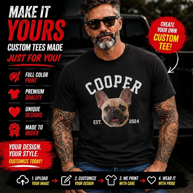 Camisa personalizada com rosto e nome de cachorro, (Criador carregado)
