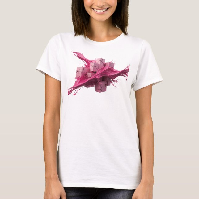 Camisa Personalizada Cubos Abstratos Rosa Divertid (Frente)