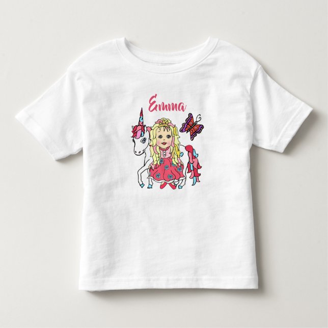 Camisa Personalizada da Linda Princesa e Unicórnio (Frente)