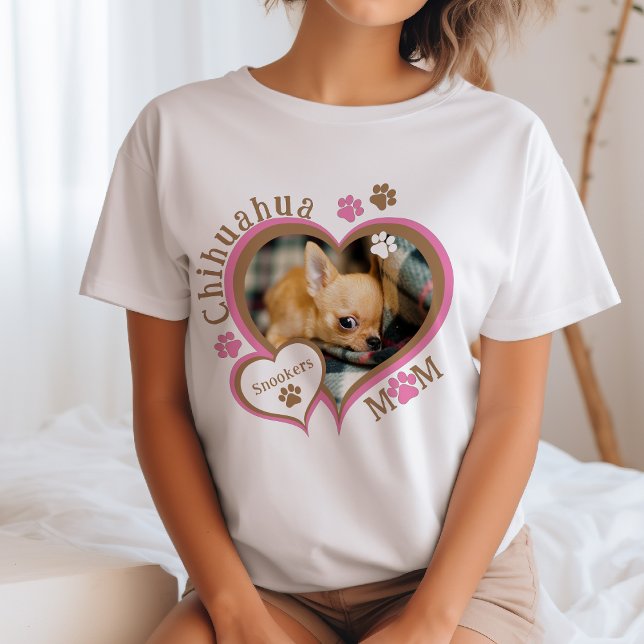 Camisa Personalizada da Mãe do Chihuahua (Chihuahua Mom Custom Photo Personalized T-Shirt)
