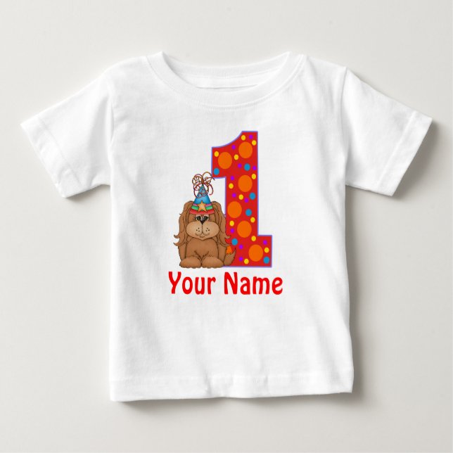 Camisa Personalizada Da Puppy Do primeiro aniversa (Frente)