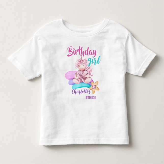 Camisa personalizada de aniversário de unicórnio a (Frente)