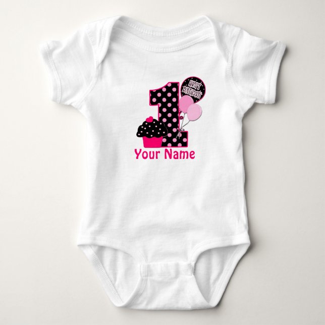 Camisa Personalizada de Cupcake primeiro aniversar (Frente)