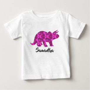 Camisa Personalizada De Dinossauro Rosa Brilhante
