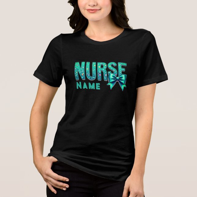 Camisa Personalizada de Enfermeira com Laço – Eleg (Frente)
