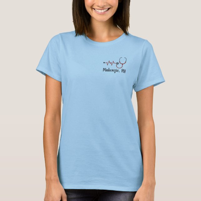 Camisa Personalizada de Enfermeira com Nome, RN Re (Frente)
