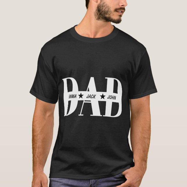 Camisa Personalizada do Papai Com Nomes dos Filhos (Frente)
