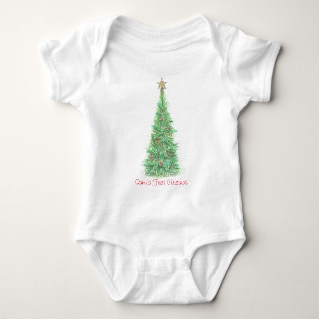 Camisa personalizada do primeiro Natal do bebê (Frente)