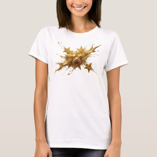 Camisa Personalizada Estrelas Abstratas Laranja Di (Frente)