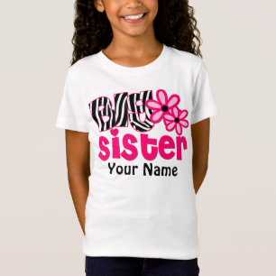 Camisa personalizada floral da zebra da irmã mais