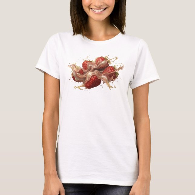 Camisa Personalizada Morangos Abstratos Vermelhos  (Frente)