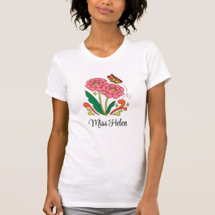 Camisa Personalizada Nome Flor para Professores de