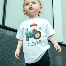 Camisa Personalizada Trator Verde Fofo para Menino