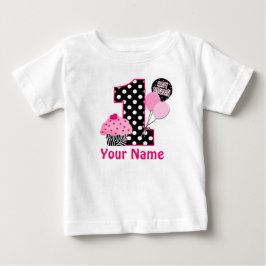 Camisa Personalizada Zebra do Cupcake primeiro ani