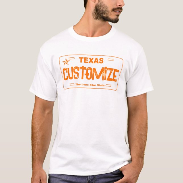 Camisa personalizável da placa de licença do Texas (Frente)