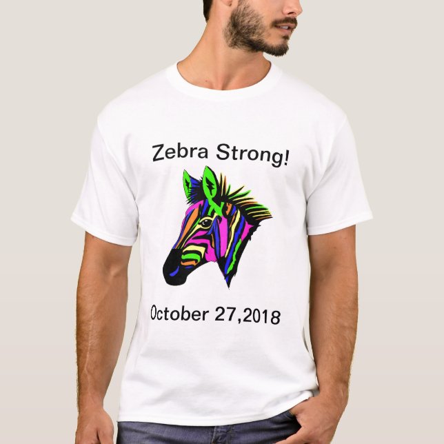 Camisa personalizável de listras de zebra neon col (Frente)