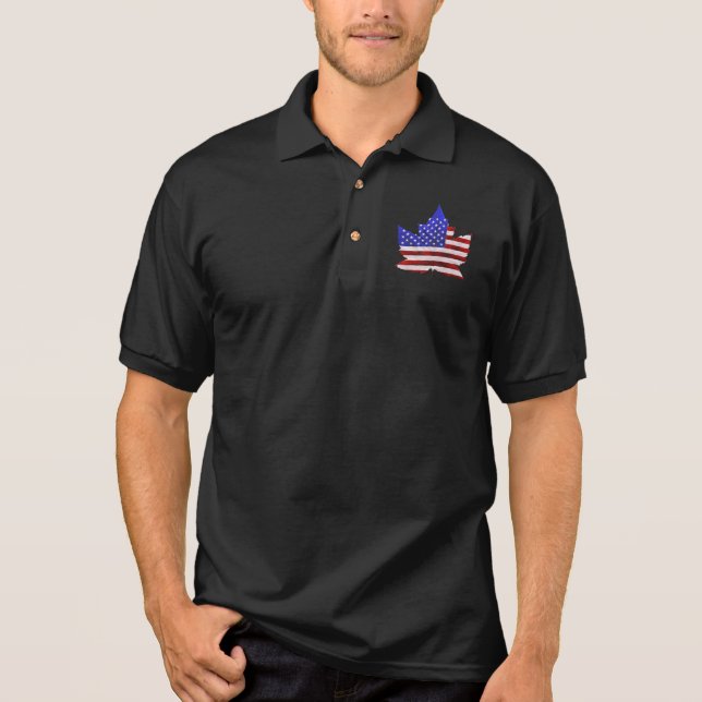Camisa Polo Canadá EUA Golf Shirt EUA / Canadá Souvenir Shirts (Frente)