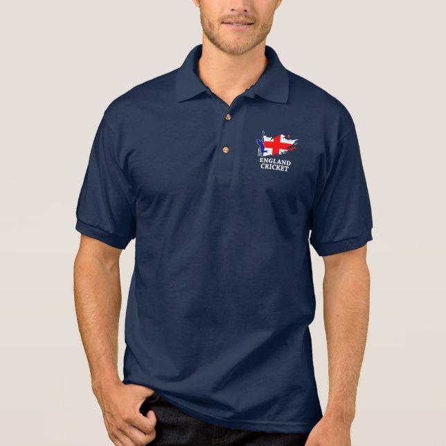 Camisa Polo England Cricket English Flag Brush Stroke Gift (Frente)