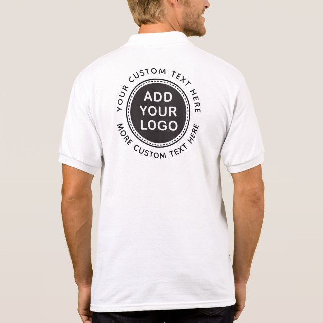 Camisa Polo Logotipo comercial personalizado e texto circular (Verso)
