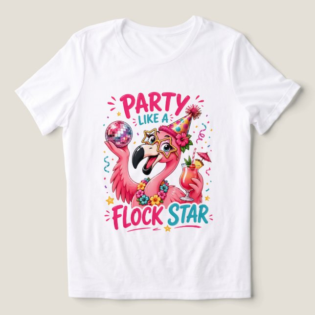Camisa praia divertida flamingo rosa  (Design frontal)