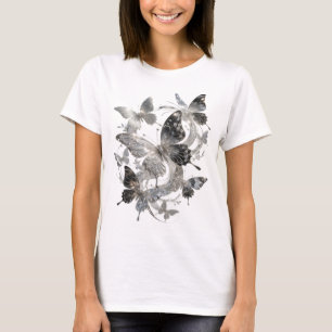 Camisa Prateada com Borboletas e Design Atraente