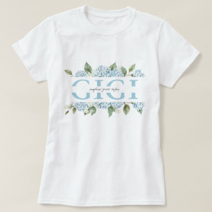 Camisa Presente Avó Nomes dos Netos Hydrangeas Azu