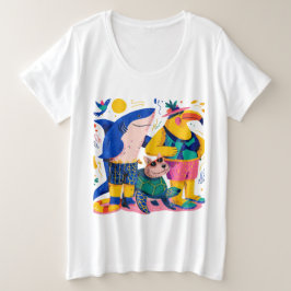 Camisa Presente de Animais Tropicais Fofos