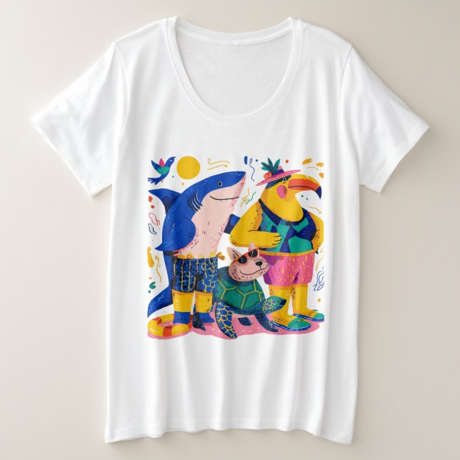 Camisa Presente de Animais Tropicais Fofos (Frente do Design)