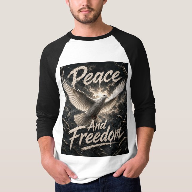 Camisa preta branca com mangas compridas e desenho (Frente)