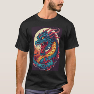 Camisa preta com Design de dragão na frente