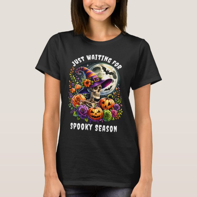 Camisa preta com esqueleto de Halloween (Frente)