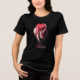 Camisa Preta com Marca de Flor de Boa Noite Atraen