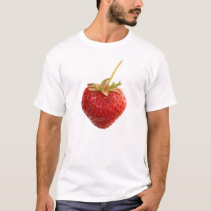 Camisa preta da morango com uma morango vermelha