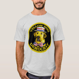 Camisa preta de Democrata do cão amarelo