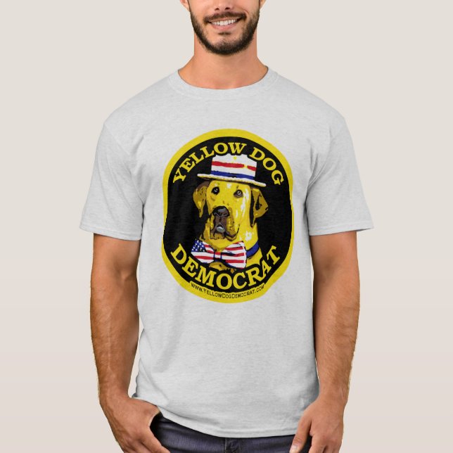 Camisa preta de Democrata do cão amarelo (Frente)