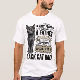 Camisa Preta de Gato Papai Design de Gravura Vinta