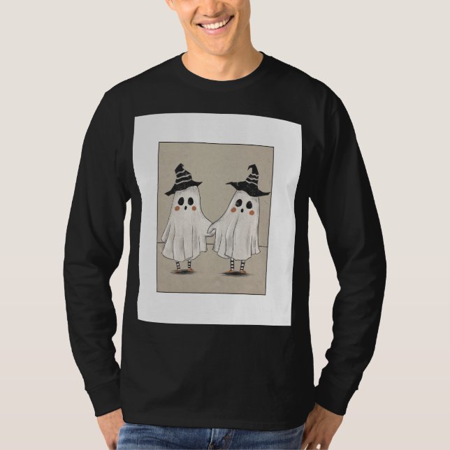 Camisa preta de manga comprida estilo Gen z e fofo (Frente)
