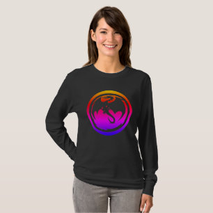 Camisa preta de manga longa neon de dragão preto p