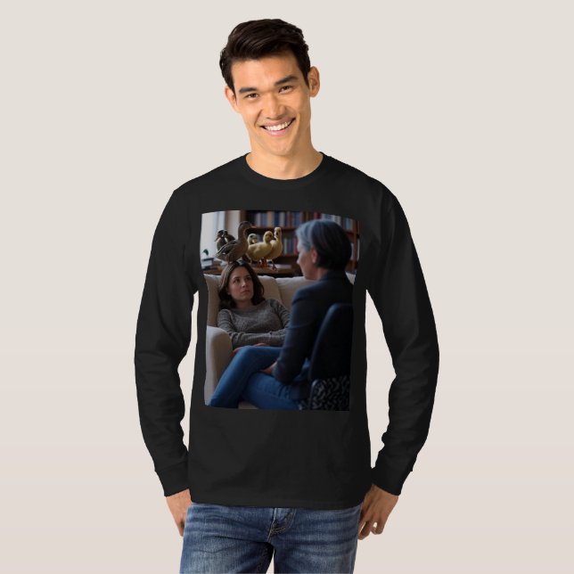 Camisa preta de manga longa para homens Fascinação (Frente Completa)