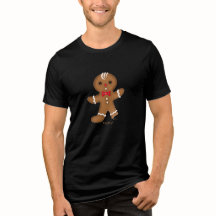 Camisa Preta de Natal com Estampa do Homem de Bisc