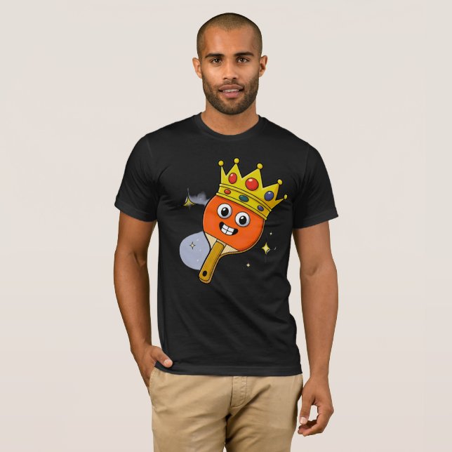 Camisa Preta de Tênis de Mesa com Paddle de Desenh (Frente Completa)