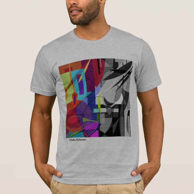 Camisa preta e legal abstrata das cores T (Frente)