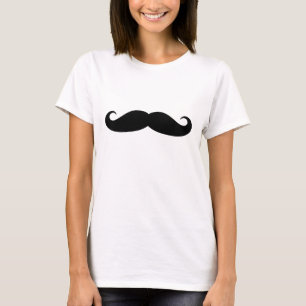 Camisa preta engraçada do bigode t do guiador par