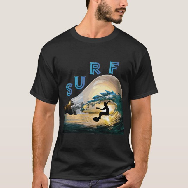 camisa preta estampa surf (Frente)