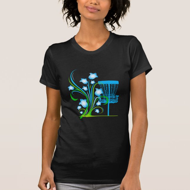 Camisa preta feminina com cesto azul (Frente)