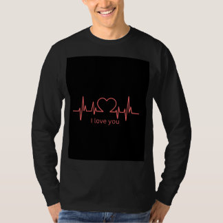 Camisa preta manga longa com design Eu amo você