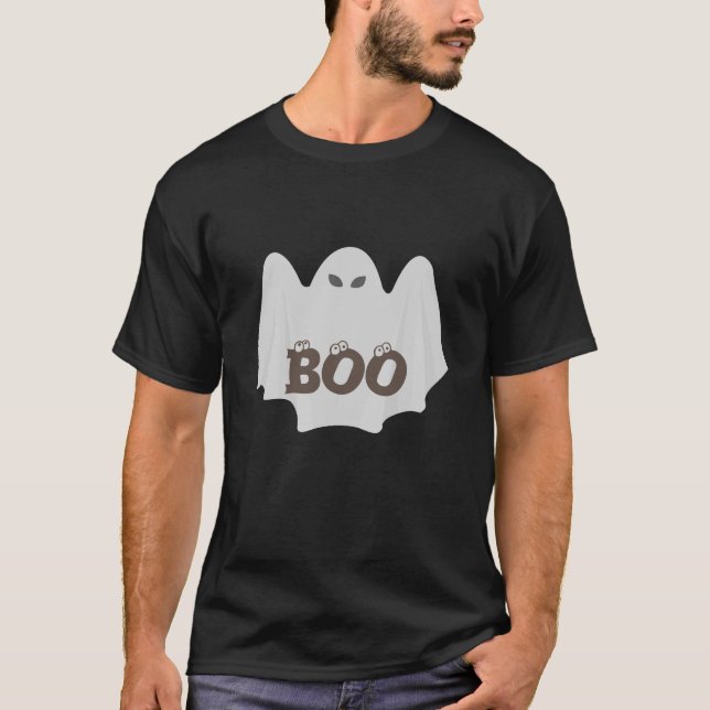 Camisa preta masculina de Halloween Boo / Fantasma (Frente)