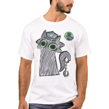 Camisa preta masculina Kitty Cop – Purrtect & Serv