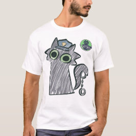 Camisa preta masculina Kitty Cop – Purrtect & Serv