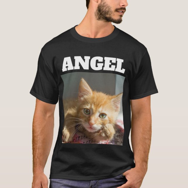 CAMISA PRETA PERSONALIZADA COM FOTO DE GATO (Frente)